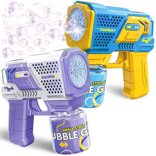 Пистолет генератор мыльных пузырей автоматический с LED-подсветкой • Bubble Gun с пузырьковым раствором для детей и вечеринок