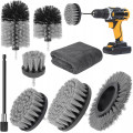 Насадки-щетки для дрели и шуруповерта для чистки плитки, ванной, ковров и авто с удлинителем и салфеткой • Набор щеток на дрель для уборки 8 в 1