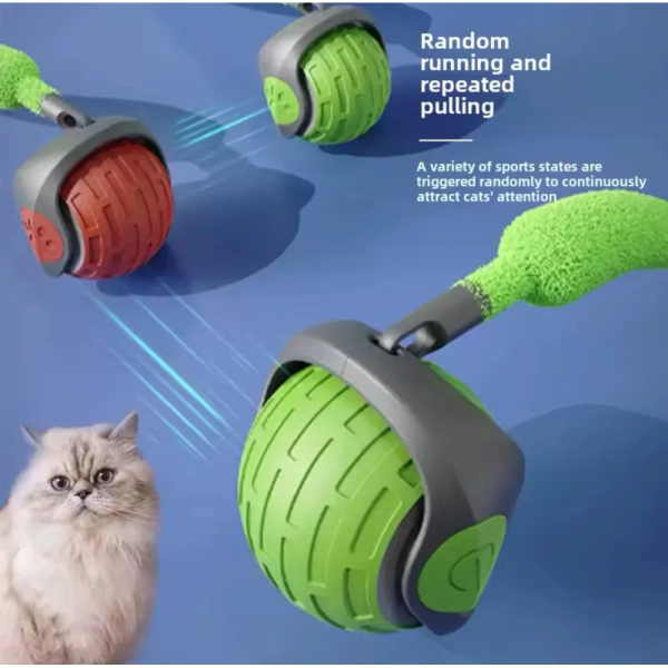 Интерактивная игрушка для кошек с вращающимся хвостом и автоматическим движением • Умный мяч с двумя скоростями и зарядкой Type-C