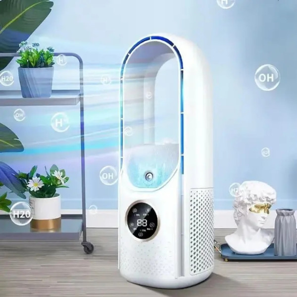 Вентилятор безлопастной с увлажнителем и подсветкой Smart Air Multiplier LY-939 • Настольный аккумуляторный вентилятор 3-в-1