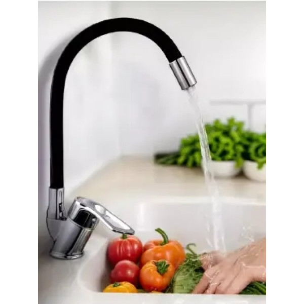 Смеситель гибкий Water Tap HA-181 для кухни и ванной • Кран с силиконовым изливом 47 см и вращением 360°