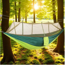 Гамак с москитной сеткой 220×120 см • Туристический подвесной гамак-кокон для кемпинга и походов