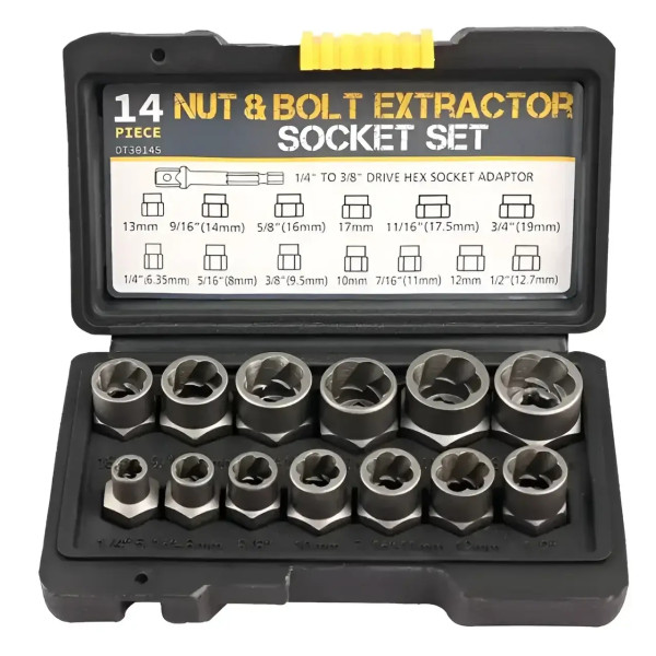 Набор инструментов для удаления болтов и гаек 14 шт • Экстракторы Nut Extractor для повреждённых креплений