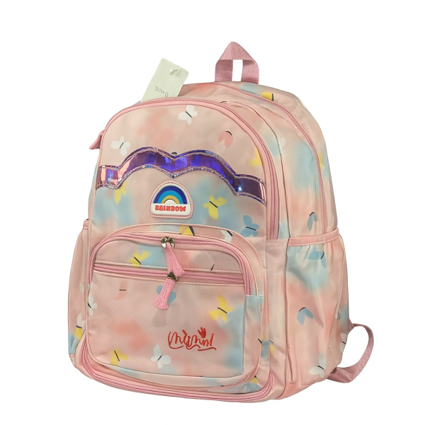 Детский школьный рюкзак портфель Радуга NA-4 для девочек • Стильный розовый портфель Rainbow