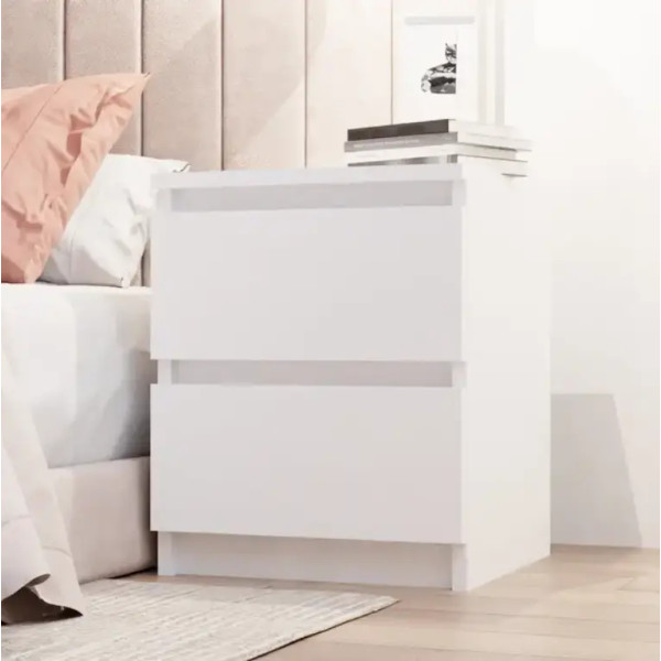 Тумбочка прикроватная STL-MD 78 • Компактная белая тумба с ящиками для спальни