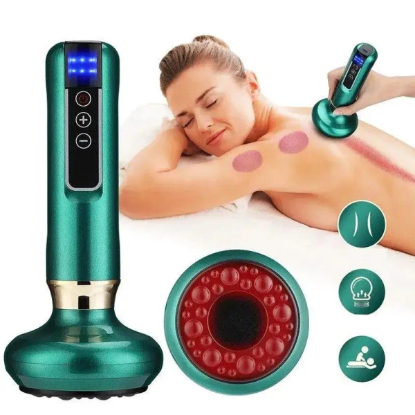 Вакуумный массажер Cupping Massager с инфракрасным прогревом • Электрический антицеллюлитный массажер гуаша для тела и спины
