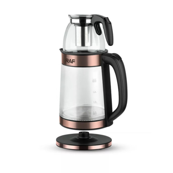 Электрочайник Hoffmans HM-7827 1800W • Стеклянный чайник с заварником 2,2 л + 0,5 л для быстрых напитков