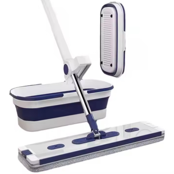 Комплект для мытья полов 2 в 1 — швабра + складное ведро • Удобное решение для быстрой и качественной уборки швабра с отжимом и складное ведро