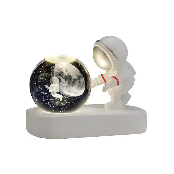 Ночник Космонавт с кристаллической сферой и LED-подсветкой • Декоративный ночник для детской и спальни