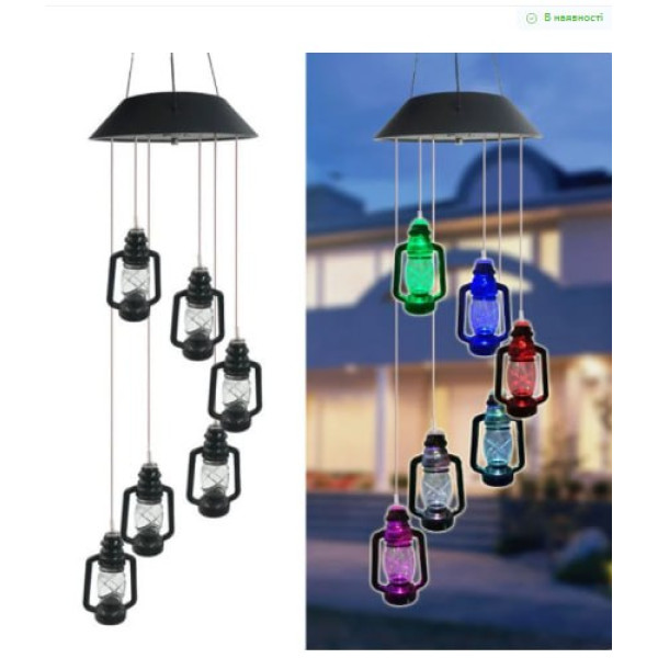 Садовый светильник Лампочки разноцветные • Подвесной декоративный LED фонарь на солнечной батарее