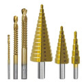 Набор ступенчатых сверл по металлу с титановым покрытием в кейсе • Портативный набор из 6 сверл