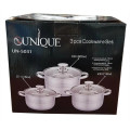 Набор кастрюль UNIQUE UN-5031 • Кастрюли из нержавеющей стали с капсульным дном 2,1 л, 2,9 л, 3,9 л
