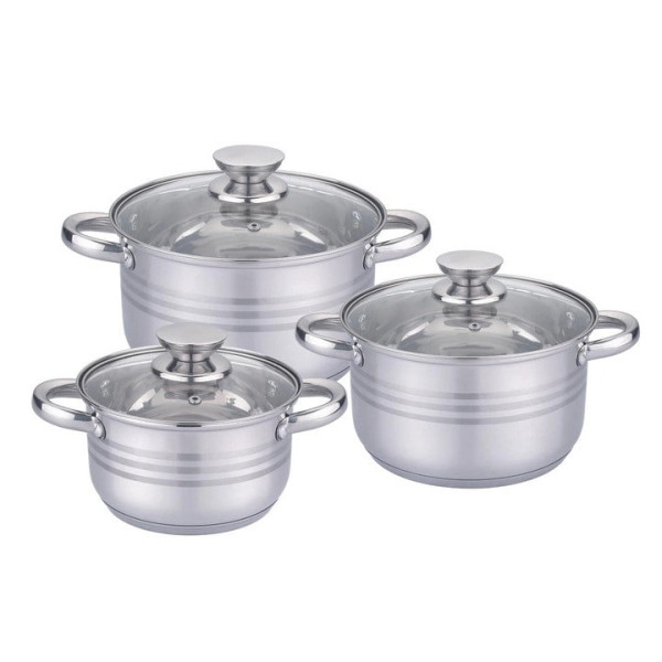 Набор кастрюль UNIQUE UN-5031 • Кастрюли из нержавеющей стали с капсульным дном 2,1 л, 2,9 л, 3,9 л