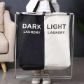 Корзина для белья раскладная сортировочная 2 секции Dark/Light 90 л • Органайзер для хранения и сортировки вещей