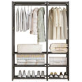 Большой складной текстильный шкаф с полками и штангой • Тканевый шкаф для одежды и обуви