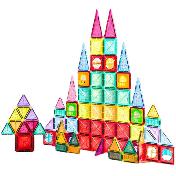 Детский конструктор D018 магнитные блоки • Развивающий детский набор из магнитных строительных плиток 3D 110 деталей