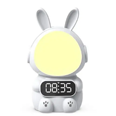Детские часы с будильником Rabbit Clock with LIGHT WHITE • Будильник-кролик с LED-дисплеем и подсветкой