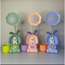 Детская настольная аккумуляторная LED лампа 3in1 Rabbit BLUE GREEN • Ночник с гибким USB-подсветкой для учебы и сна