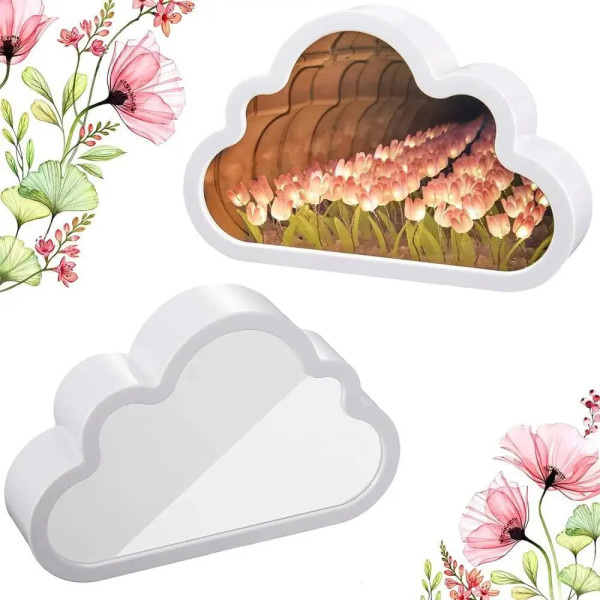 Зеркальный светильник с тюльпанами в форме облака • Ночник «Облако с тюльпанами» DIY набор для творчества