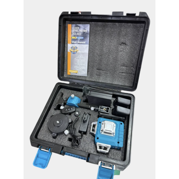 Лазерный нивелир 4D Level 40-43 • Профессиональный зелёный лазерный уровень 360° для стройки и ремонта
