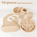 Набор для кормления ребёнка из силикона 10 в 1 • Детский силиконовый набор посуды для кормления