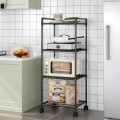 Этажерка кухонная напольная 4 яруса на колесиках• Удобный и практичный кухонный стеллаж с 4 уровнями хранения