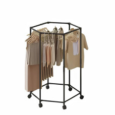 Вешалка для одежды с поворотом на 360° для спальни • Шестиугольная вращающаяся вешалка на колесиках для спальни и гардеробной