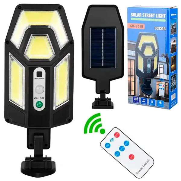 Уличный светильник на солнечных батареях HS-801B с датчиком движения и пультом управления • Фонарь аккумуляторный LED Solar Street Light HS-801B