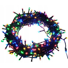 Гирлянда нитка 300LED warm 100-10 LED флеш на черном проводе ∙ Провод гирлянда шарики 300 LED