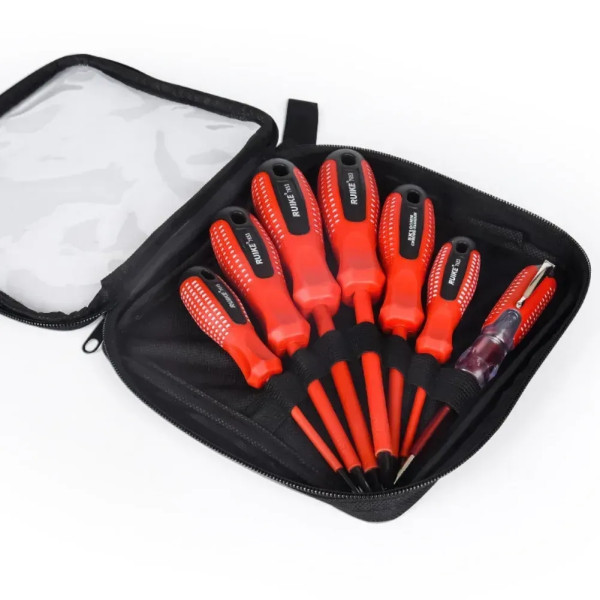 Диэлектрические отвертки Screwdriver Set для безопасной работы с электричеством ∙ Набор диэлектрических отверток в чехле Screwdriver Set 7 шт