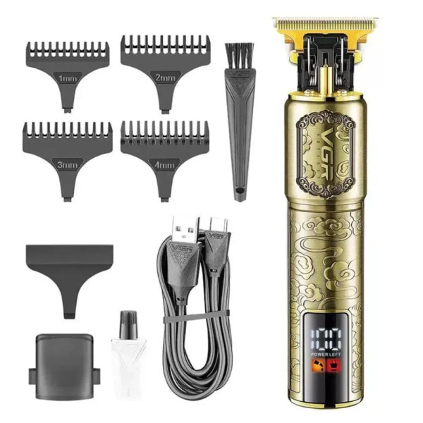 Триммер VGR V-073 аккумуляторный для бороды и волос ∙ Аккумуляторная машинка для стрижки от USB + 4 насадки VGR V-073