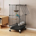 Просторная металлическая клетка для попугаев и канареек 82×37×37 см ∙ Клетка для птиц KP-82 на колёсах