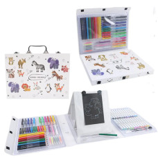 Детский набор на 98 предметов для рисования 007 с мольбертом в кейсе ∙ Набор для творчества Мольберт 007 – 98 предметов