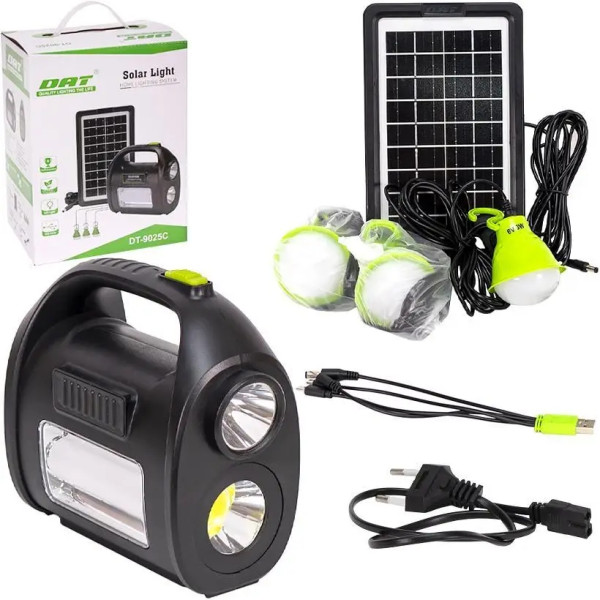 Портативная солнечная автономная система DT-9025C ∙ Солнечная панель с фонарем DT-9025C и повербанком
