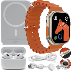 Комплект подарочный смарт-часы RM22 + наушники + беспроводная зарядка+2 ремешка ∙ Смарт часы Smart Watch RM22