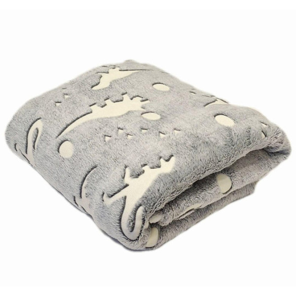 Светящийся в темноте плед с динозаврами 100 × 150 см ∙ Флисовый плед, светящийся в темноте  Динозавры