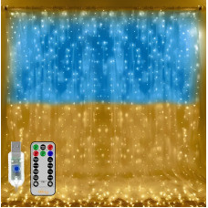 Гирлянда Штора SFK-10 флаг Украины с пультом USB 3*3 м ∙ Штора-гирлянда SFK-10 USB флаг Украины 3*3 м