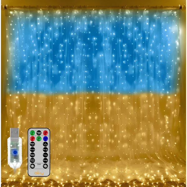 Гирлянда Штора SFK-10 флаг Украины с пультом USB 3*3 м ∙ Штора-гирлянда SFK-10 USB флаг Украины 3*3 м