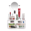 Настольный прозрачный органайзер для косметики с зеркалом GW-888 Косметический акриловый бокс мини - шкафчик