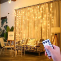Гирлянда штора Занавеска 3×6 м 600 LED USB с пультом тёплый белый ∙ Светодиодная штора MA743 3×6 м с тёплым белым свечением