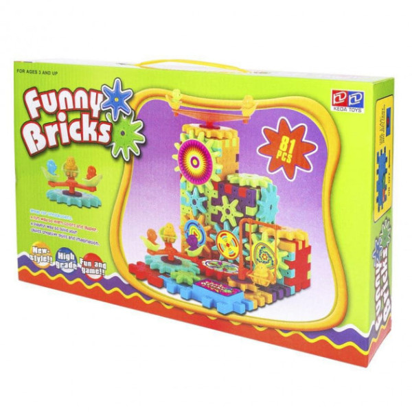 Конструктор Funny Bricks на шестерёнках 81 деталь ∙ Детский развивающий конструктор Funny Bricks 81 pcs
