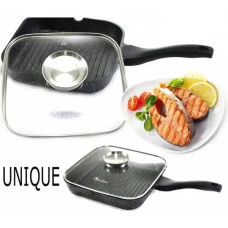 Гранитная сковорода UNIQUE UN-4011 24 см для гриля ∙ Прямоугольная гриль-сковорода UNIQUE UN-4011 для здорового приготовления