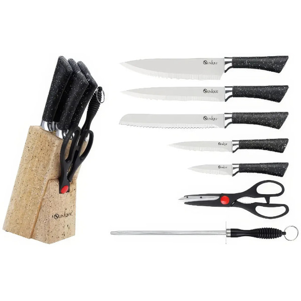 Кухонный комплект ножей UNIQUE UN-1837 в чёрном цвете ∙ Набор ножей UNIQUE UN-1837 для кухни