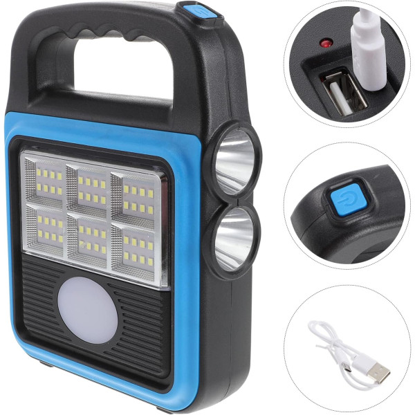 Фонарь-прожектор USB с солнечной панелью и повербанком Solar LED light HS-8020 ∙ Светодиодный кемпинговый фонарь с функцией Power Bank HS-8020D