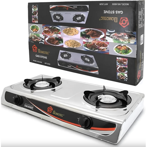 Настольная плита двухконфорочная MS 6606 из нержавеющей стали ∙ Газовая плита MS-6606 на 2 конфорки