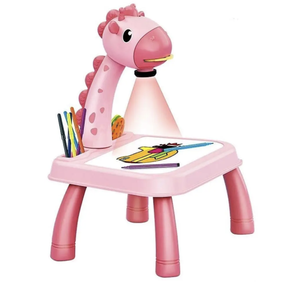 Детский стол проектор для рисования музыкальный с подсветкой Progector Paintining ∙ Столик для рисования с проектором Жираф для детей