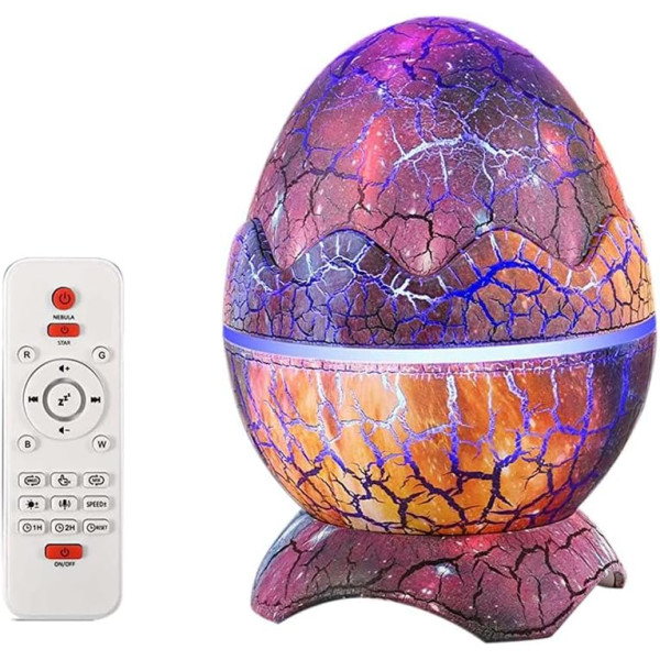 Проектор-ночник Яйцо Динозавра с Bluetooth-колонкой и световыми эффектами ∙ Ночник-проектор Яйцо Динозавра на подставке с пультом