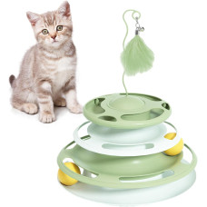Игровой трек для кошек 4 уровня с мячами и пером на пружине ∙ Интерактивная игрушка для котов