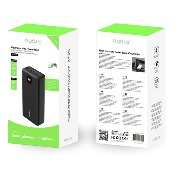 Универсальная мобильная батарея Power Bank 40000 mAh RIXUS RXPB40 22.5W ∙ Повербанк RIXUS RXPB40 PD22.5W