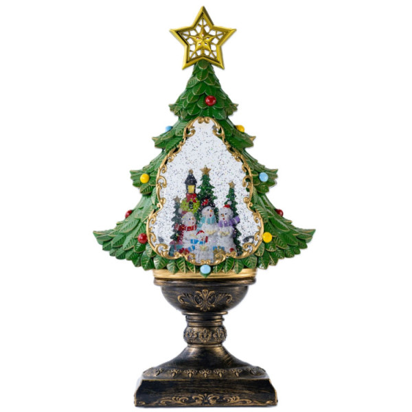 Праздничный LED-светильник XHF-8002 с эффектом падающего снега и музыкой ∙ Новогодний снежный светильник-декор Ёлка XHF-8002